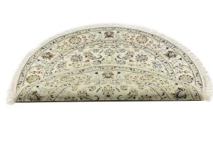 Cream Floral Traditional 4X4 Indo-Nain Oriental Round Rug