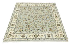 Light Blue Traditional 7x7 Indo-Nain Oriental Square Rug