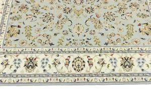 Light Blue Traditional 7x7 Indo-Nain Oriental Square Rug