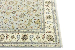 Light Blue Traditional 7x7 Indo-Nain Oriental Square Rug