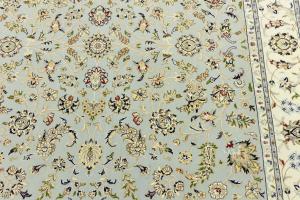 Light Blue Traditional 7x7 Indo-Nain Oriental Square Rug