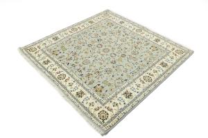 Light Blue Traditional 7x7 Indo-Nain Oriental Square Rug