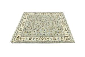 Light Blue Traditional 7x7 Indo-Nain Oriental Square Rug