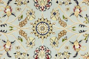 Light Blue Traditional 7x7 Indo-Nain Oriental Square Rug