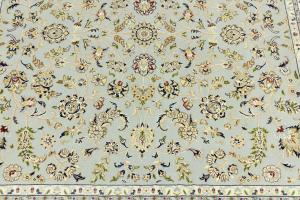 Light Blue Traditional 7x7 Indo-Nain Oriental Square Rug