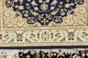 Dark Navy Floral 3X10 Indo-Nain Oriental Runner Rug