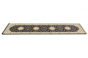 Dark Navy Floral 3X10 Indo-Nain Oriental Runner Rug