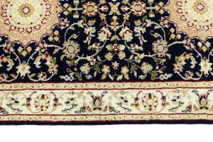 Dark Navy Floral 3X10 Indo-Nain Oriental Runner Rug