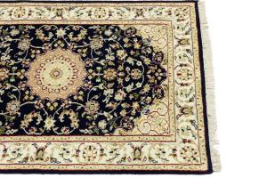 Dark Navy Floral 3X10 Indo-Nain Oriental Runner Rug
