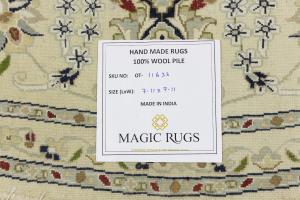 Cream Floral 8x8 Indo-Nain Oriental Round Rug
