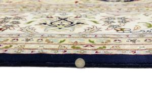 Dark Navy Floral Classic 11x11 Indo-Nain Oriental Square Rug