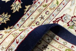 Dark Navy Floral Classic 11x11 Indo-Nain Oriental Square Rug