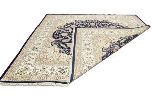 Dark Navy Floral Classic 11x11 Indo-Nain Oriental Square Rug