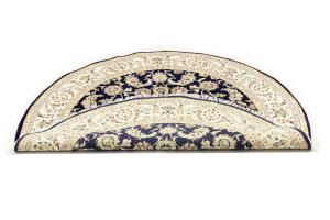 Dark Navy Floral 6X6 Indo-Nain Oriental Round Rug