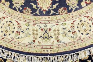 Dark Navy Floral 6X6 Indo-Nain Oriental Round Rug