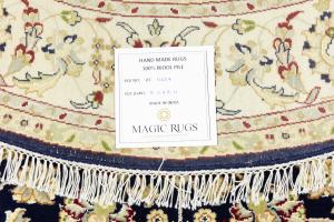 Dark Navy Floral 6X6 Indo-Nain Oriental Round Rug