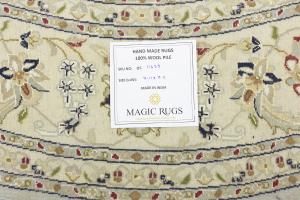 Light Blue Floral 8x8 Indo-Nain Oriental Round Rug