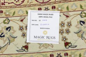Dark Navy Floral 5'6X8 Indo-Nain Oriental Rug