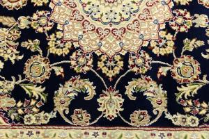 Dark Navy Floral 5'6X8 Indo-Nain Oriental Rug