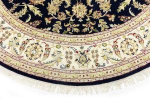 Dark Navy Floral 8x8 Indo-Nain Oriental Round Rug