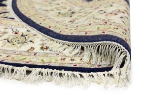 Dark Navy Floral 8x8 Indo-Nain Oriental Round Rug