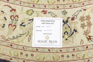 Dark Navy Floral 8x8 Indo-Nain Oriental Round Rug