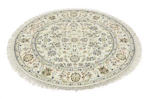 Cream Floral 5x5 Indo-Nain Oriental Round Rug
