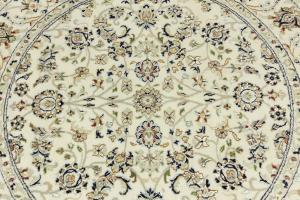 Cream Floral 5x5 Indo-Nain Oriental Round Rug