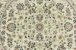 Cream Floral 5x5 Indo-Nain Oriental Round Rug