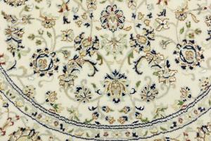 Cream Floral 5x5 Indo-Nain Oriental Round Rug