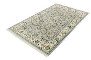 Light Blue Traditional Floral 5X8 Indo-Nain Oriental Rug