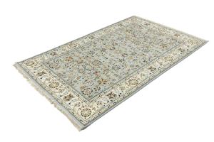 Light Blue Traditional Floral 5X8 Indo-Nain Oriental Rug