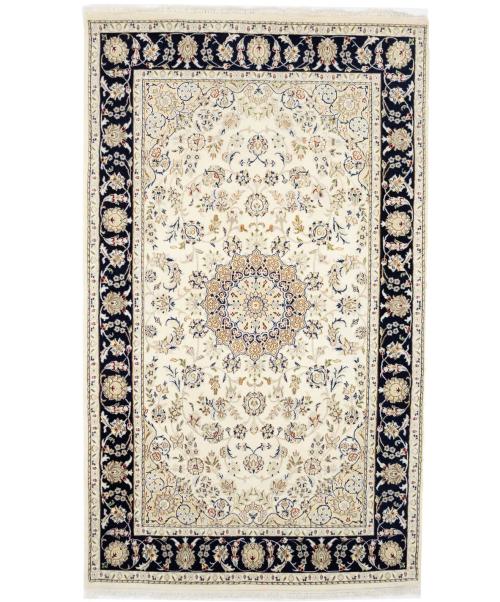 Ivory Floral 5x8 Indo-Nain Oriental Rug