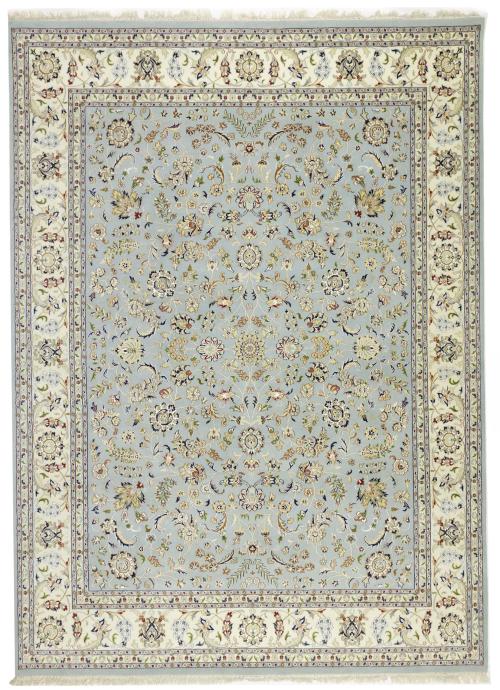 Light Blue Traditional 9x12 Indo-Nain Oriental Rug