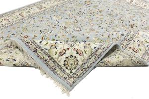 Light Blue Traditional 9x12 Indo-Nain Oriental Rug