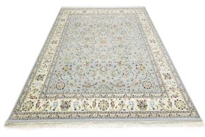 Light Blue Traditional 9x12 Indo-Nain Oriental Rug