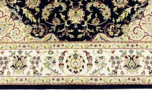 Navy Floral Traditional 6x6 Indo-Nain Oriental Square Rug