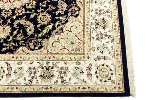 Navy Floral Traditional 6x6 Indo-Nain Oriental Square Rug
