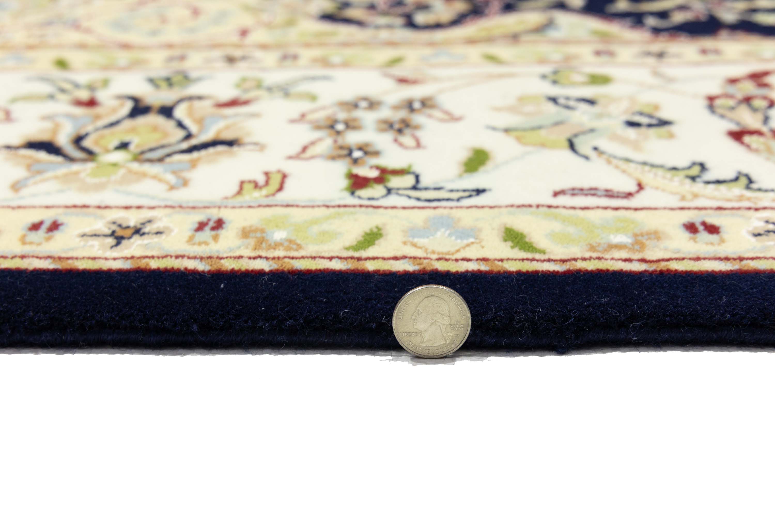 Navy Floral Traditional 6x6 Indo-Nain Oriental Square Rug