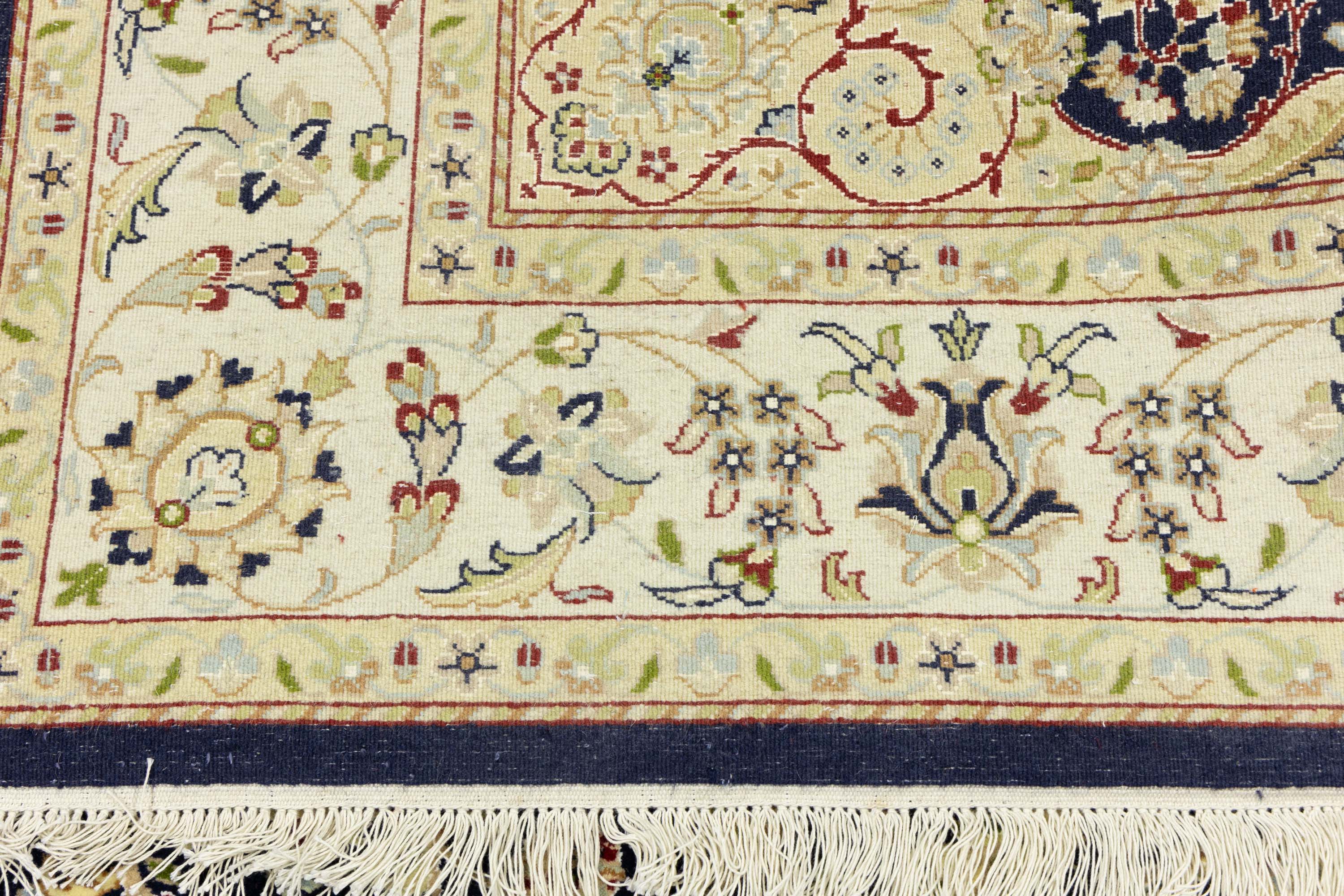 Navy Floral Traditional 6x6 Indo-Nain Oriental Square Rug