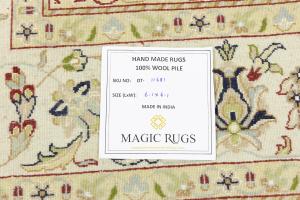 Navy Floral Traditional 6x6 Indo-Nain Oriental Square Rug