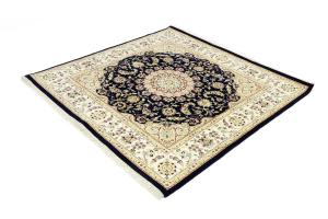 Navy Floral Traditional 6x6 Indo-Nain Oriental Square Rug