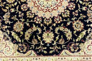 Navy Floral Traditional 6x6 Indo-Nain Oriental Square Rug