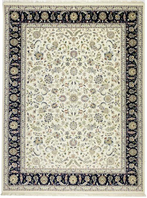 Cream Floral 9x12 Indo-Nain Oriental Rug