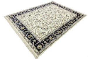 Cream Floral 9x12 Indo-Nain Oriental Rug