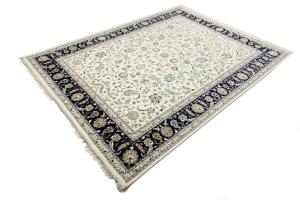 Cream Floral 9x12 Indo-Nain Oriental Rug