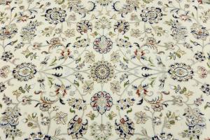 Cream Floral 9x12 Indo-Nain Oriental Rug