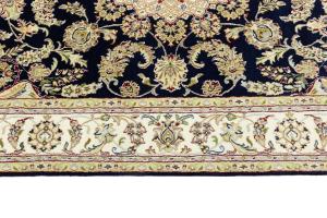 Dark Navy Floral Traditional 7X10 Indo-Nain Oriental Rug