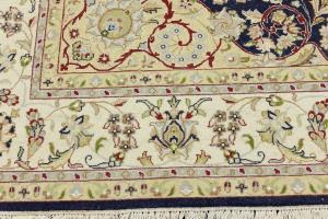 Dark Navy Floral Traditional 7X10 Indo-Nain Oriental Rug