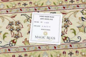 Dark Navy Floral Traditional 7X10 Indo-Nain Oriental Rug